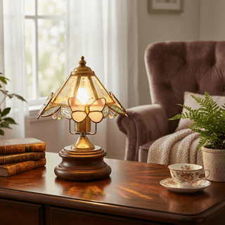 Butterfly Glow Tiffany Table Lamp-Neutral Decor