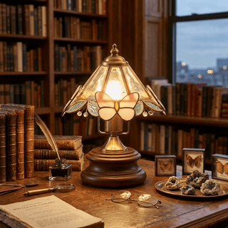 Butterfly Glow Tiffany Table Lamp-Neutral Decor