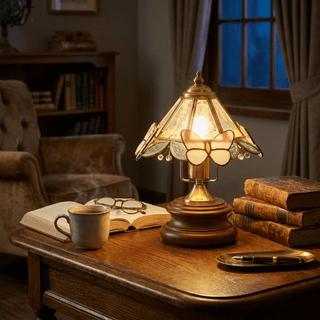 Butterfly Glow Tiffany Table Lamp-Neutral Decor