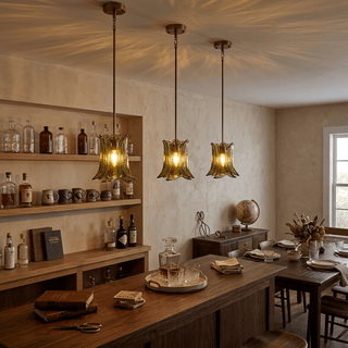 Olive Petal Glass Pendant Lamp-Neutral Decor