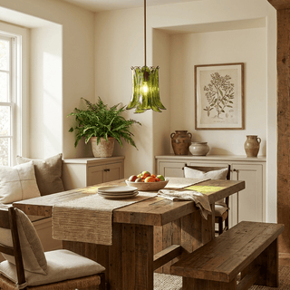 Olive Petal Glass Pendant Lamp-Neutral Decor