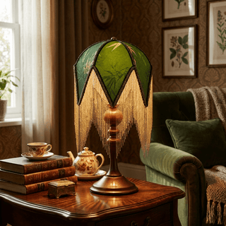 Victorian Fringe Table Lamp-Neutral Decor