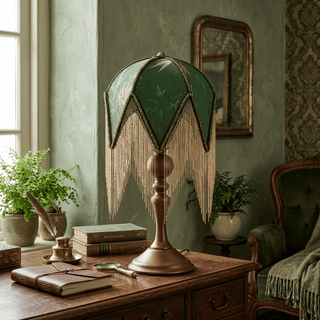Victorian Fringe Table Lamp-Neutral Decor