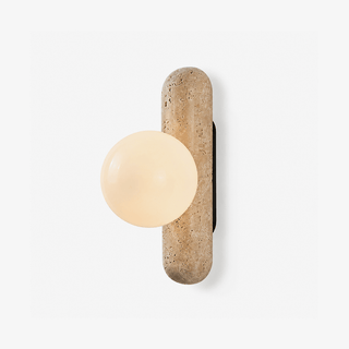 Travertine Column Globe Wall Sconce-Neutral Decor