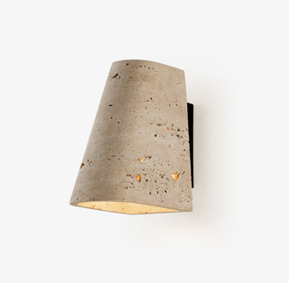 Tapered Travertine Wall Sconce-Neutral Decor