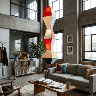 Stacked Geometric Rice Paper Pendant Lamp-Neutral Decor