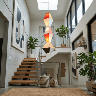 Stacked Geometric Rice Paper Pendant Lamp-Neutral Decor