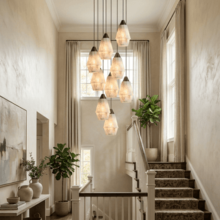 Faceted Alabaster Cluster Chandelier-Neutral Decor