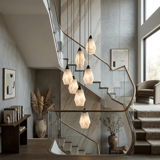 Faceted Alabaster Cluster Chandelier-Neutral Decor