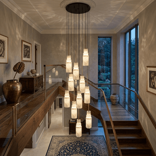 Tiered Alabaster Cluster Chandelier-Neutral Decor