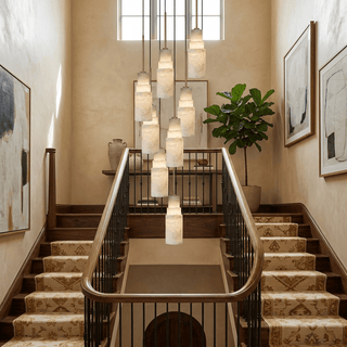 Tiered Alabaster Cluster Chandelier-Neutral Decor