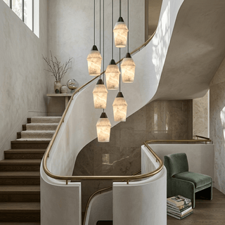 Spindle Alabaster Cluster Chandelier-Neutral Decor