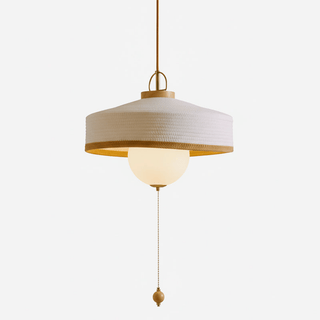 Woven Drum Globe Pendant Lamp-Neutral Decor