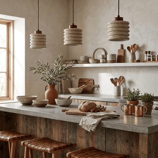 Ribbed Travertine Pendant Light-Neutral Decor
