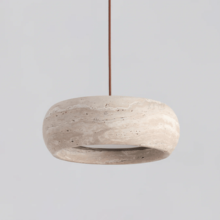 Donut Travertine Pendant Lamp-Neutral Decor