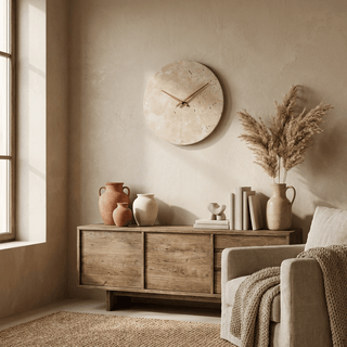 Dial Travertine Sconce-Neutral Decor