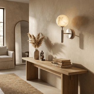Globe Alabaster Wall Sconce-Neutral Decor