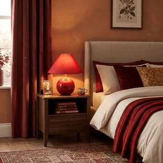 Cinabra Red Ceramic Table Lamp-Neutral Decor