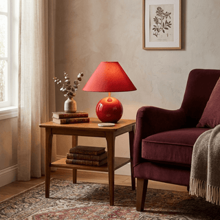 Cinabra Red Ceramic Table Lamp-Neutral Decor