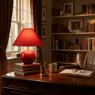Cinabra Red Ceramic Table Lamp-Neutral Decor