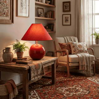 Cinabra Red Ceramic Table Lamp-Neutral Decor