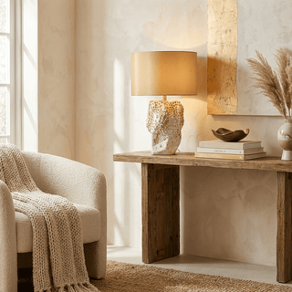Ostreya Coral-Texture Ceramic Table Lamp-Neutral Decor