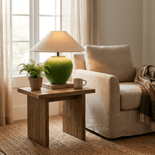 Prasina Green Ceramic Table Lamp-Neutral Decor