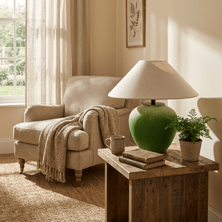 Prasina Green Ceramic Table Lamp-Neutral Decor