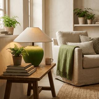 Prasina Green Ceramic Table Lamp-Neutral Decor