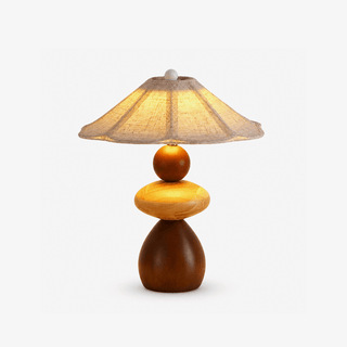 Wood Pebble Table Lamp-Neutral Decor