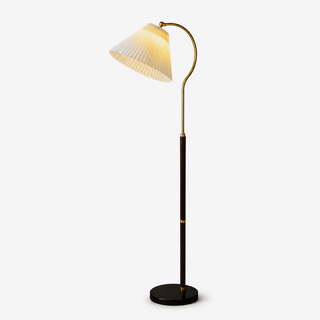 Walnut Gooseneck Floor Lamp-Neutral Decor