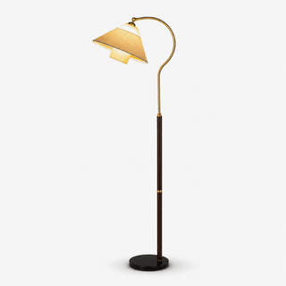 Walnut Gooseneck Floor Lamp-Neutral Decor