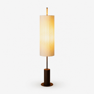 Pleated Cylinder Floor Lamp-Neutral Decor