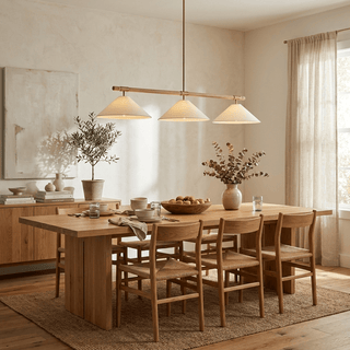 Linen Cone Linear Chandelier-Neutral Decor