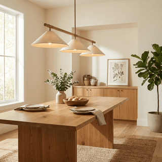 Linen Cone Linear Chandelier-Neutral Decor