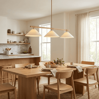 Linen Cone Linear Chandelier-Neutral Decor
