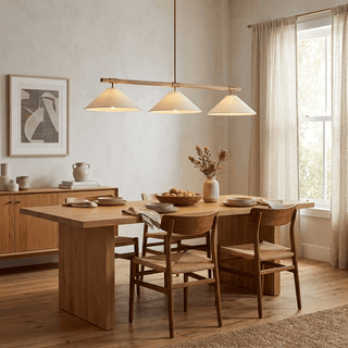 Linen Cone Linear Chandelier-Neutral Decor