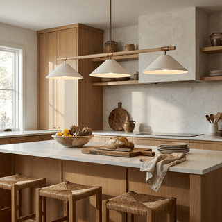 Linen Cone Linear Chandelier-Neutral Decor