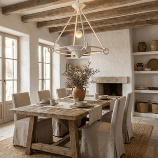 Sculptural Plaster Chandelier-Neutral Decor