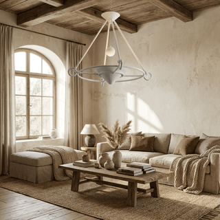 Sculptural Plaster Chandelier-Neutral Decor