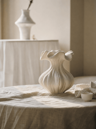 Sculptural Sand Texture Ivory Vase-Neutral Decor