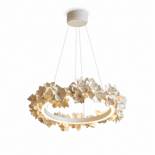Floral Wreath Chandelier-Neutral Decor