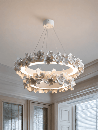 Floral Wreath Chandelier-Neutral Decor