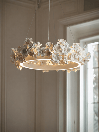 Floral Wreath Chandelier-Neutral Decor