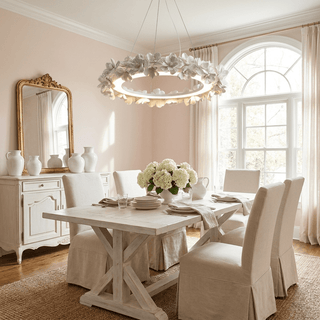 Floral Wreath Chandelier-Neutral Decor
