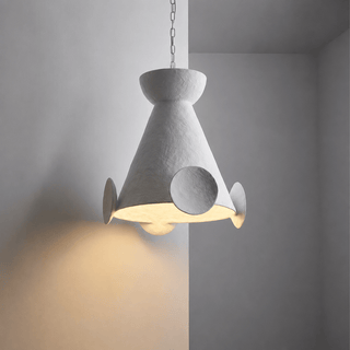 Sculptural Plaster Cone Pendant Lamp-Neutral Decor