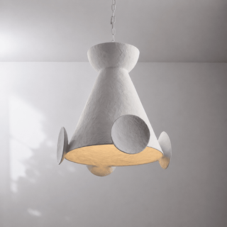 Sculptural Plaster Cone Pendant Lamp-Neutral Decor