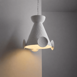 Sculptural Plaster Cone Pendant Lamp-Neutral Decor