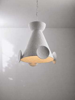Sculptural Plaster Cone Pendant Lamp-Neutral Decor