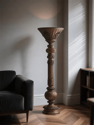 Victorian Torchiere Floor Lamp-Neutral Decor
